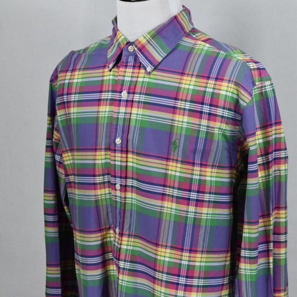 Ralph Lauren Mens Custom Fit Pastel Plaid XXL LSS